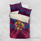 Brisbane Lions Australian Football Bedding Set Powerful Lion Mascot - Bold Team Colors