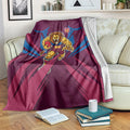 Brisbane Lions Australian Football Blanket Powerful Lion Mascot - Bold Team Colors