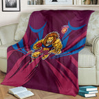 Brisbane Lions Australian Football Blanket Powerful Lion Mascot - Bold Team Colors