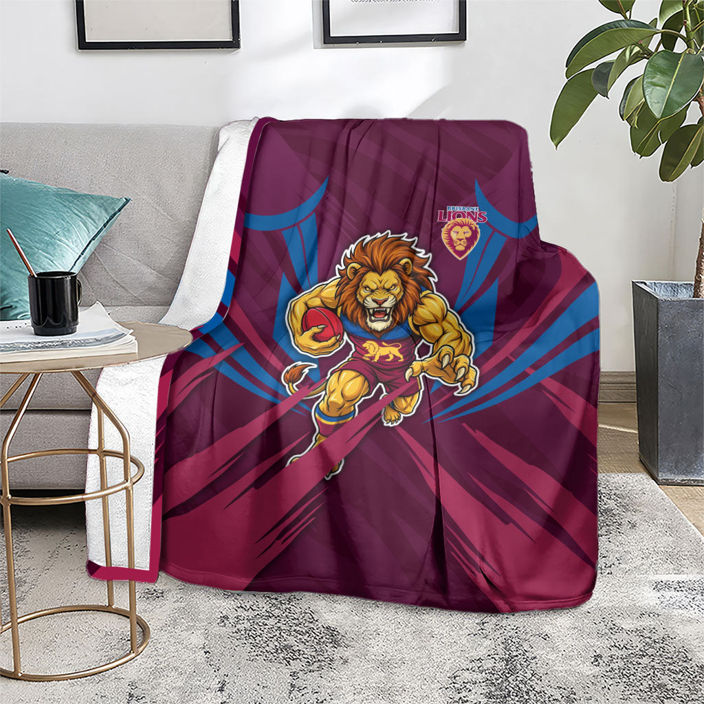Brisbane Lions Australian Football Blanket Powerful Lion Mascot - Bold Team Colors