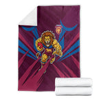 Brisbane Lions Australian Football Blanket Powerful Lion Mascot - Bold Team Colors
