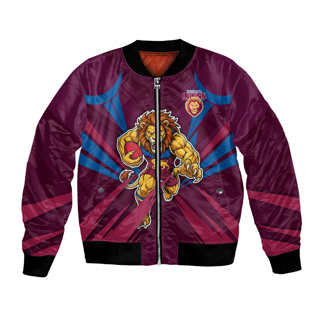 Brisbane Lions Australian Football Bomber Jacket Powerful Lion Mascot - Bold Team Colors