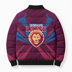 Brisbane Lions Australian Football Bomber Puffer Jacket Powerful Lion Mascot - Bold Team Colors