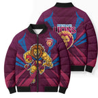Brisbane Lions Australian Football Bomber Puffer Jacket Powerful Lion Mascot - Bold Team Colors