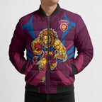 Brisbane Lions Australian Football Bomber Puffer Jacket Powerful Lion Mascot - Bold Team Colors