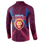 Brisbane Lions Australian Football Button Sweatshirt Powerful Lion Mascot - Bold Team Colors