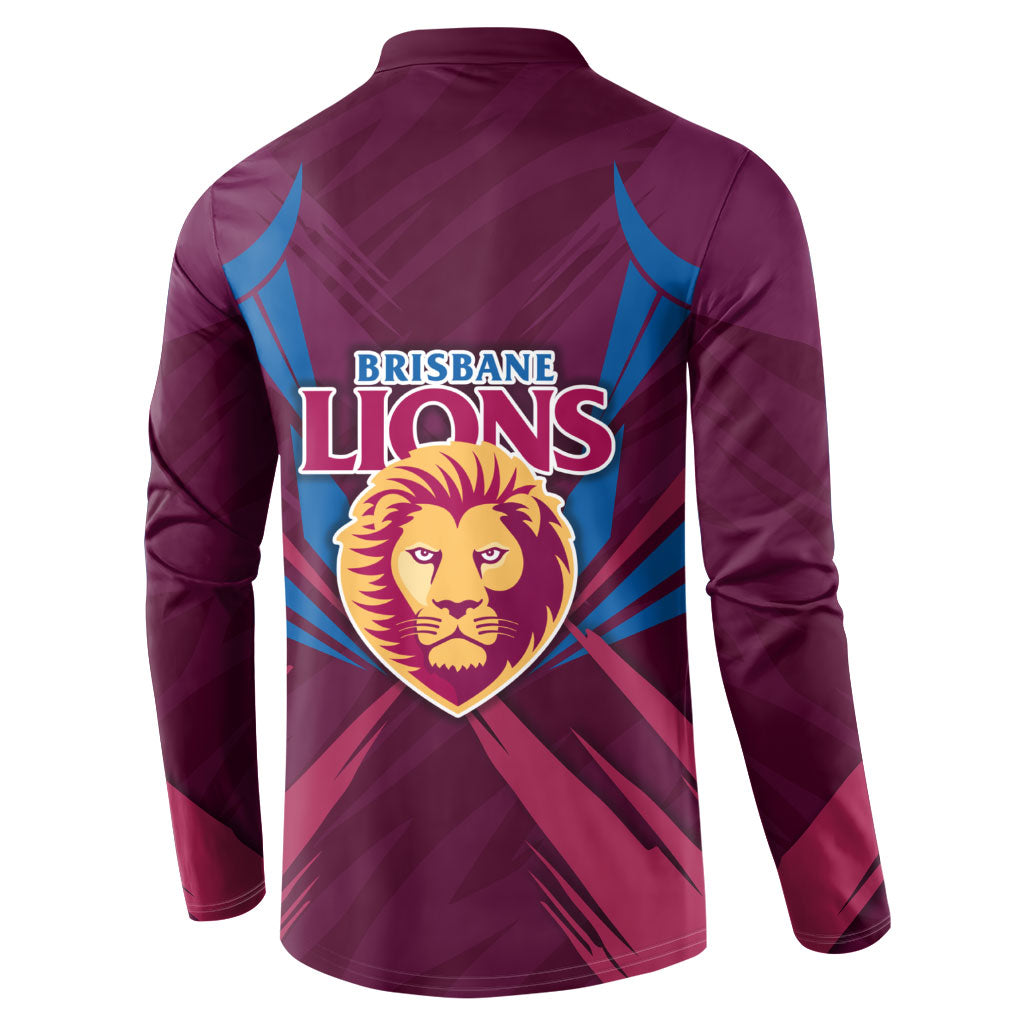 Brisbane Lions Australian Football Button Sweatshirt Powerful Lion Mascot - Bold Team Colors