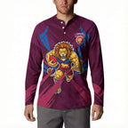 Brisbane Lions Australian Football Button Sweatshirt Powerful Lion Mascot - Bold Team Colors
