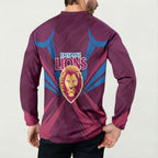 Brisbane Lions Australian Football Button Sweatshirt Powerful Lion Mascot - Bold Team Colors