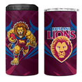 Brisbane Lions Australian Football 4 in 1 Can Cooler Tumbler Powerful Lion Mascot - Bold Team Colors