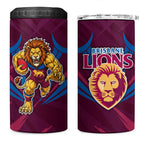 Brisbane Lions Australian Football 4 in 1 Can Cooler Tumbler Powerful Lion Mascot - Bold Team Colors