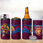 Brisbane Lions Australian Football 4 in 1 Can Cooler Tumbler Powerful Lion Mascot - Bold Team Colors
