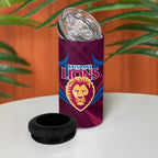 Brisbane Lions Australian Football 4 in 1 Can Cooler Tumbler Powerful Lion Mascot - Bold Team Colors