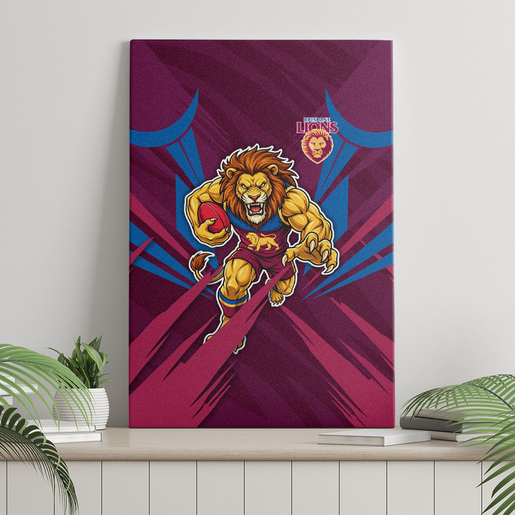 Brisbane Lions Australian Football Canvas Wall Art Powerful Lion Mascot - Bold Team Colors