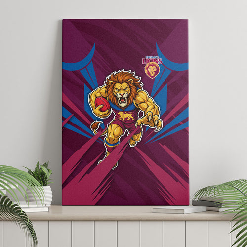 Brisbane Lions Australian Football Canvas Wall Art Powerful Lion Mascot - Bold Team Colors