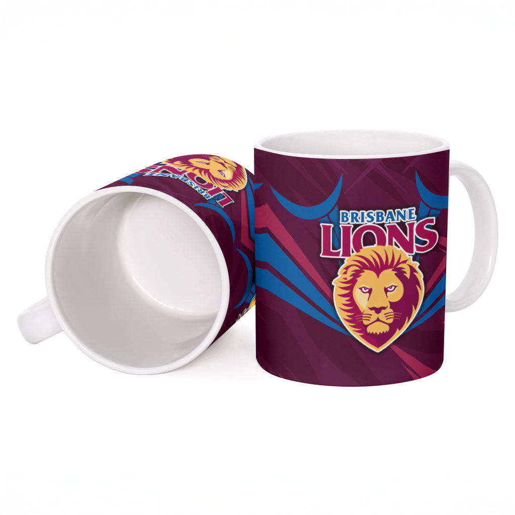Brisbane Lions Australian Football Ceramic Mug Powerful Lion Mascot - Bold Team Colors