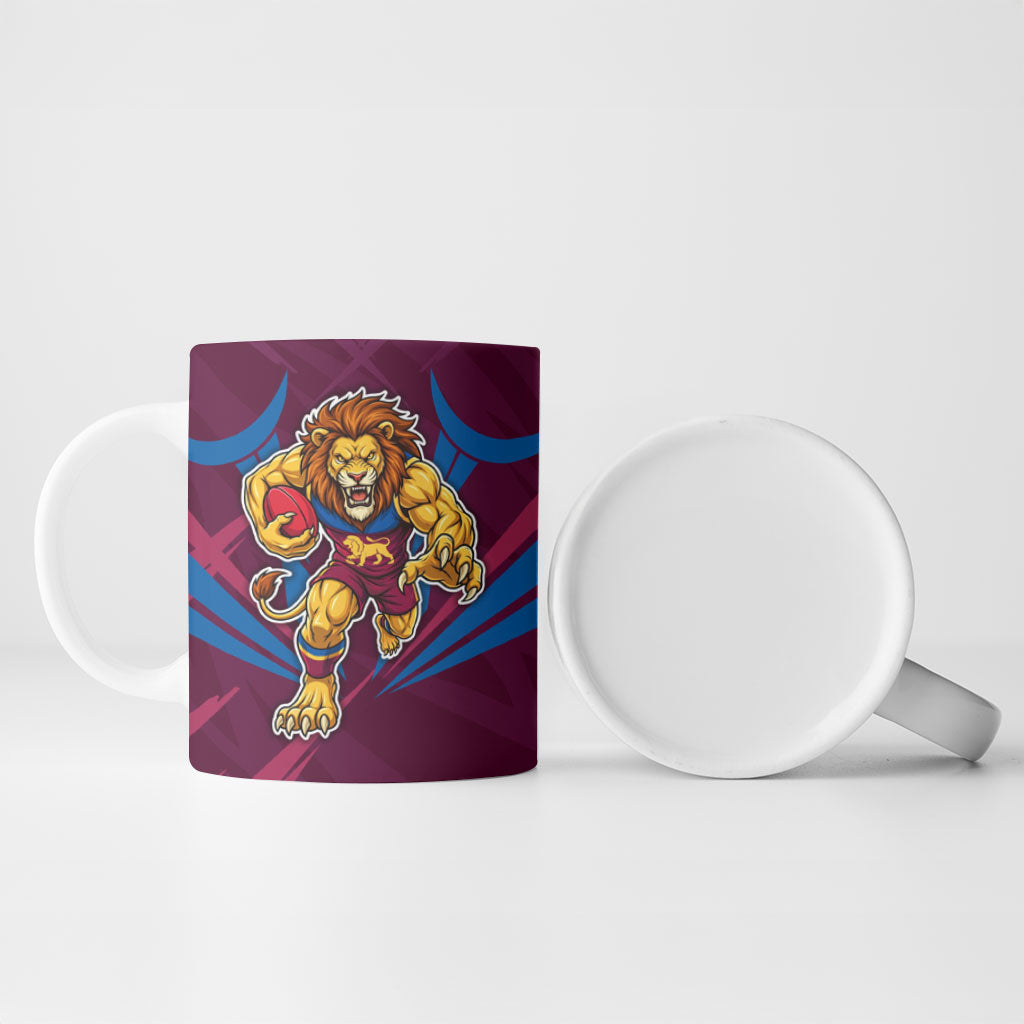 Brisbane Lions Australian Football Ceramic Mug Powerful Lion Mascot - Bold Team Colors