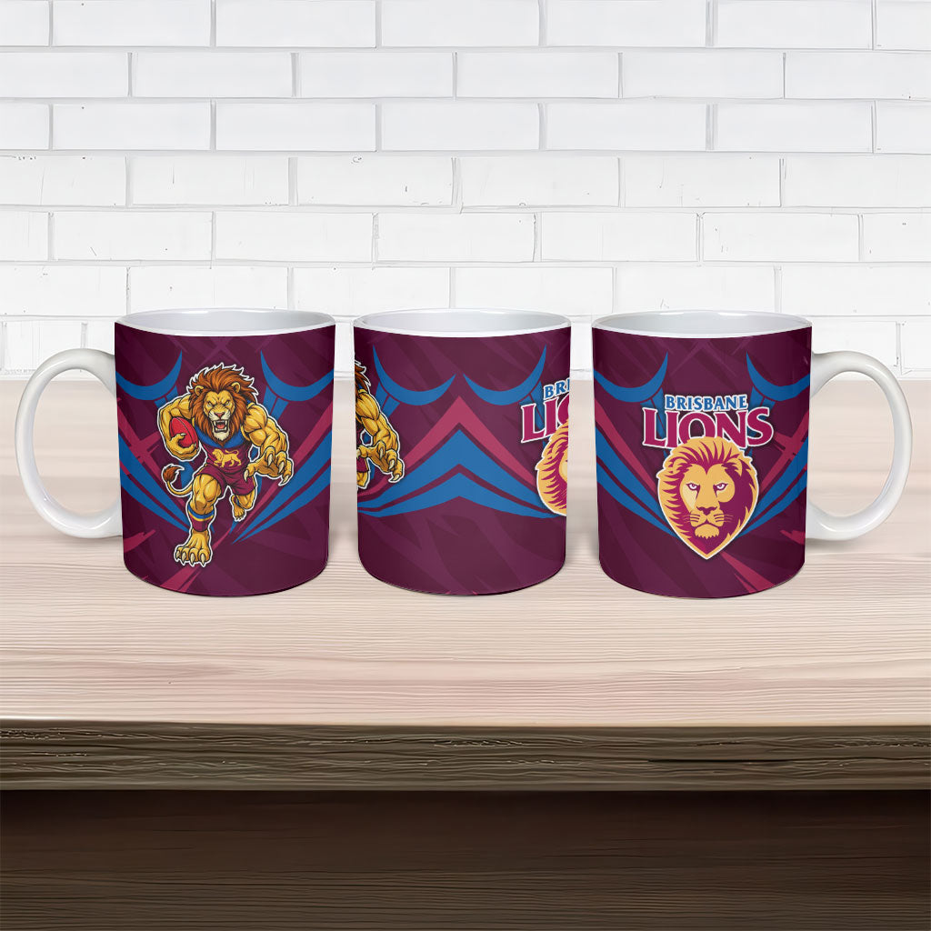 Brisbane Lions Australian Football Ceramic Mug Powerful Lion Mascot - Bold Team Colors