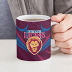 Brisbane Lions Australian Football Ceramic Mug Powerful Lion Mascot - Bold Team Colors