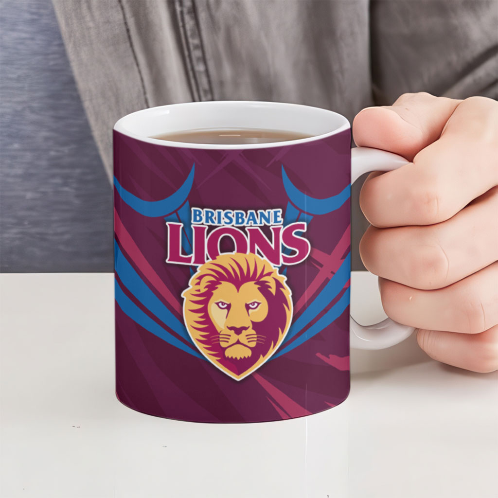 Brisbane Lions Australian Football Ceramic Mug Powerful Lion Mascot - Bold Team Colors