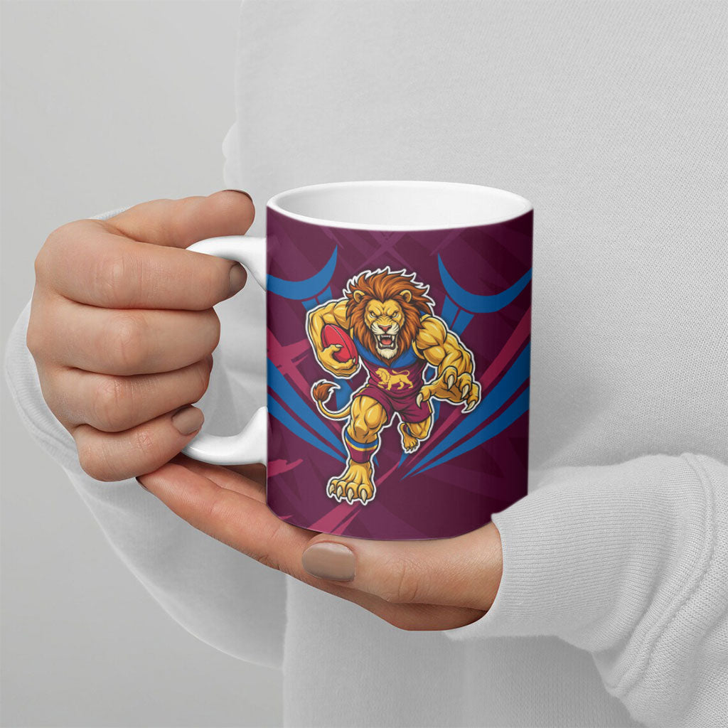 Brisbane Lions Australian Football Ceramic Mug Powerful Lion Mascot - Bold Team Colors