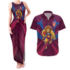 Brisbane Lions Australian Football Couples Matching Tank Maxi Dress and Hawaiian Shirt Powerful Lion Mascot - Bold Team Colors