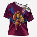Brisbane Lions Australian Football Cross Shoulder Shirt Powerful Lion Mascot - Bold Team Colors