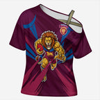 Brisbane Lions Australian Football Cross Shoulder Shirt Powerful Lion Mascot - Bold Team Colors