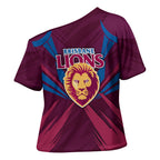 Brisbane Lions Australian Football Cross Shoulder Shirt Powerful Lion Mascot - Bold Team Colors