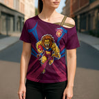 Brisbane Lions Australian Football Cross Shoulder Shirt Powerful Lion Mascot - Bold Team Colors