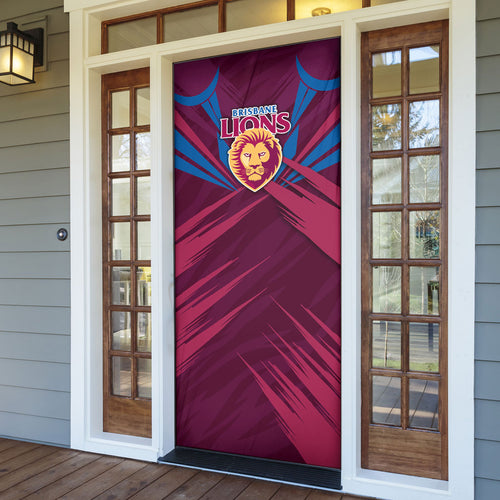 Brisbane Lions Australian Football Door Cover Powerful Lion Mascot - Bold Team Colors