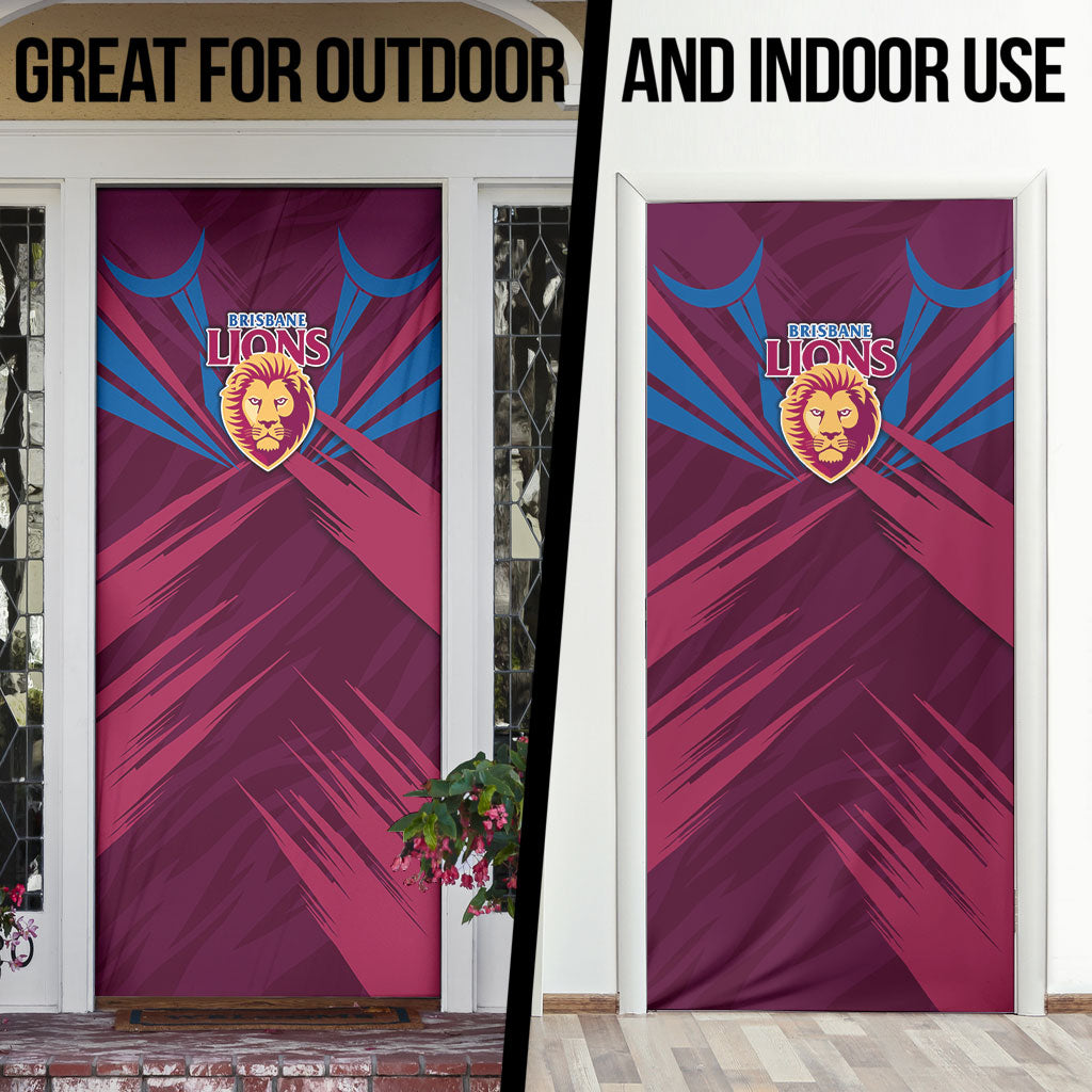 Brisbane Lions Australian Football Door Cover Powerful Lion Mascot - Bold Team Colors