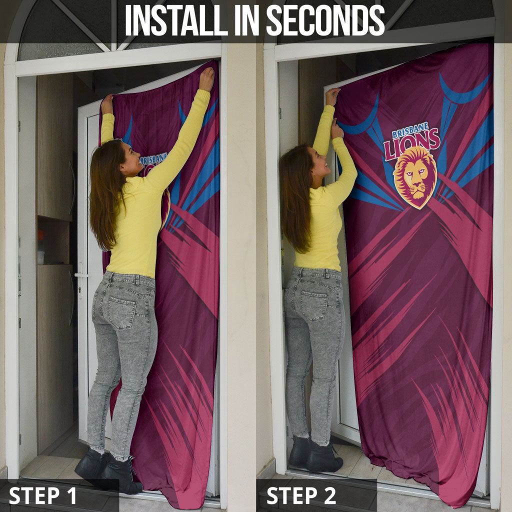 Brisbane Lions Australian Football Door Cover Powerful Lion Mascot - Bold Team Colors
