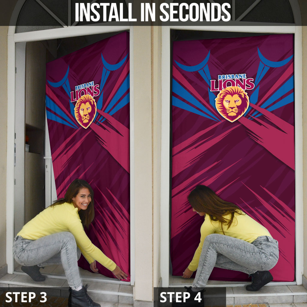 Brisbane Lions Australian Football Door Cover Powerful Lion Mascot - Bold Team Colors