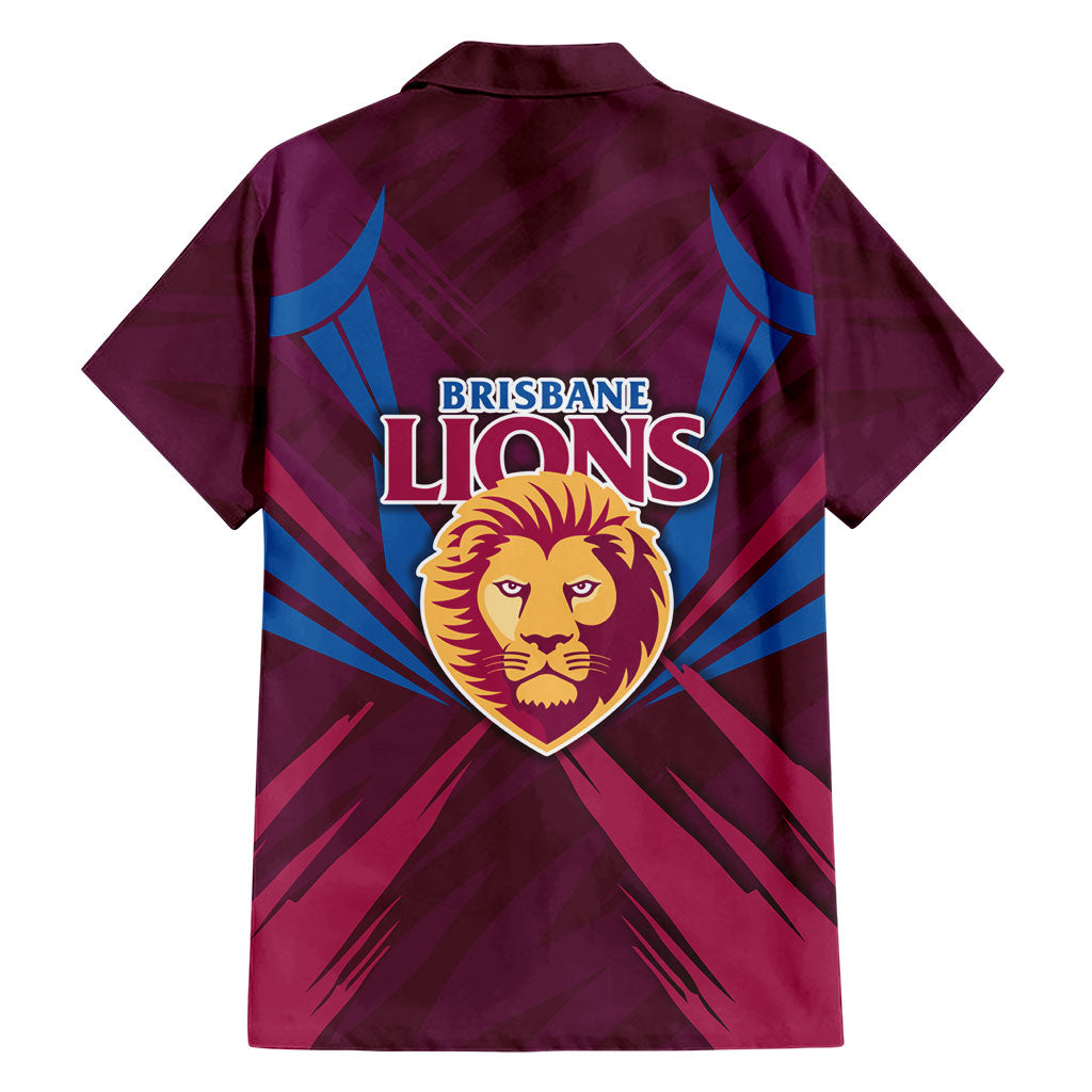 Brisbane Lions Australian Football Family Matching Mermaid Dress and Hawaiian Shirt Powerful Lion Mascot - Bold Team Colors