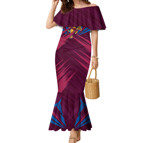 Brisbane Lions Australian Football Family Matching Mermaid Dress and Hawaiian Shirt Powerful Lion Mascot - Bold Team Colors