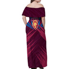Brisbane Lions Australian Football Family Matching Off Shoulder Maxi Dress and Hawaiian Shirt Powerful Lion Mascot - Bold Team Colors