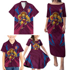 Brisbane Lions Australian Football Family Matching Puletasi and Hawaiian Shirt Powerful Lion Mascot - Bold Team Colors