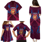 Brisbane Lions Australian Football Family Matching Puletasi and Hawaiian Shirt Powerful Lion Mascot - Bold Team Colors