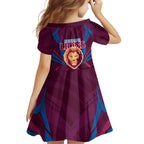 Brisbane Lions Australian Football Family Matching Short Sleeve Bodycon Dress and Hawaiian Shirt Powerful Lion Mascot - Bold Team Colors