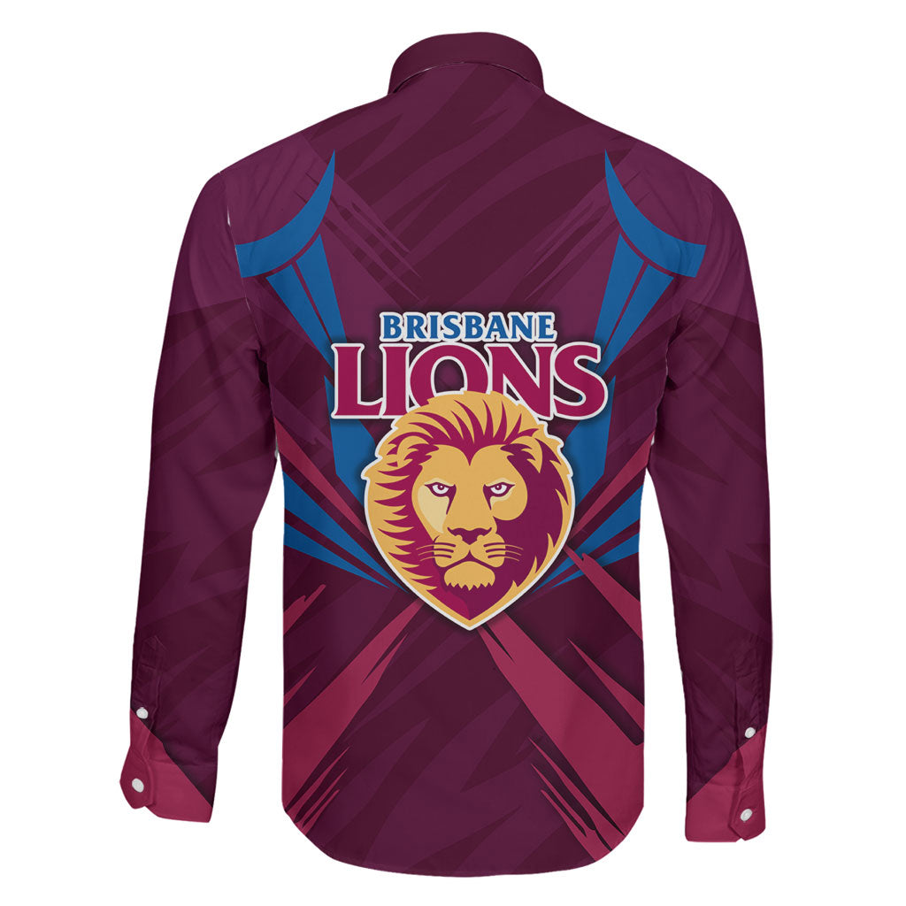 Brisbane Lions Australian Football Family Matching Short Sleeve Bodycon Dress and Hawaiian Shirt Powerful Lion Mascot - Bold Team Colors