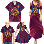 Brisbane Lions Australian Football Family Matching Summer Maxi Dress and Hawaiian Shirt Powerful Lion Mascot - Bold Team Colors