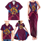 Brisbane Lions Australian Football Family Matching Tank Maxi Dress and Hawaiian Shirt Powerful Lion Mascot - Bold Team Colors