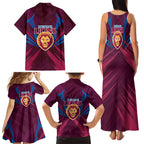 Brisbane Lions Australian Football Family Matching Tank Maxi Dress and Hawaiian Shirt Powerful Lion Mascot - Bold Team Colors