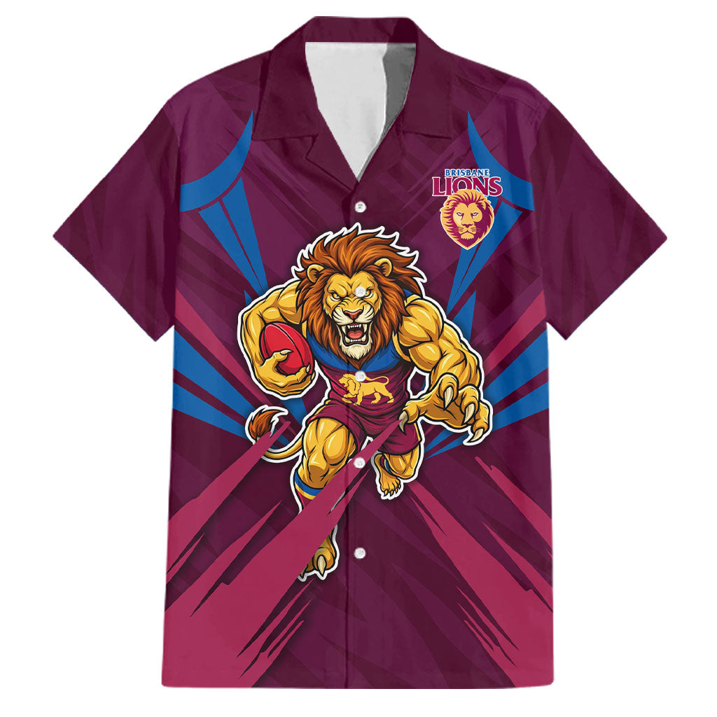 Brisbane Lions Australian Football Family Matching Tank Maxi Dress and Hawaiian Shirt Powerful Lion Mascot - Bold Team Colors