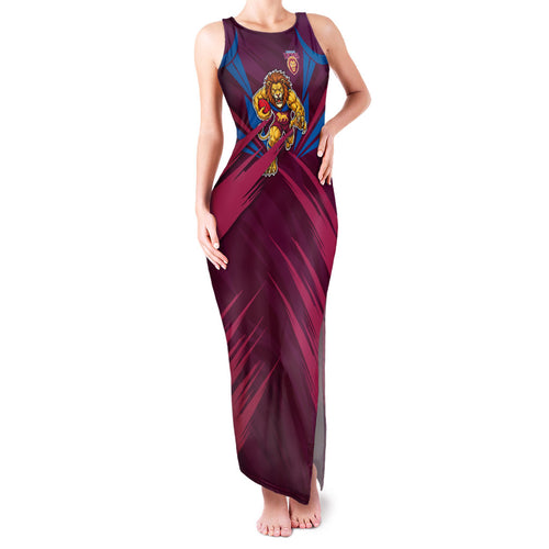 Brisbane Lions Australian Football Family Matching Tank Maxi Dress and Hawaiian Shirt Powerful Lion Mascot - Bold Team Colors