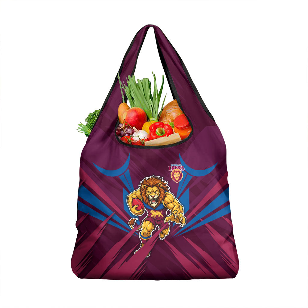 Brisbane Lions Australian Football Grocery Bag Powerful Lion Mascot - Bold Team Colors