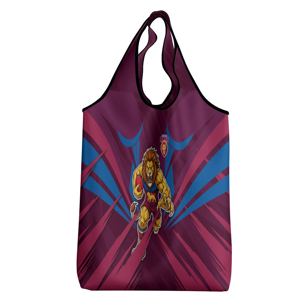 Brisbane Lions Australian Football Grocery Bag Powerful Lion Mascot - Bold Team Colors