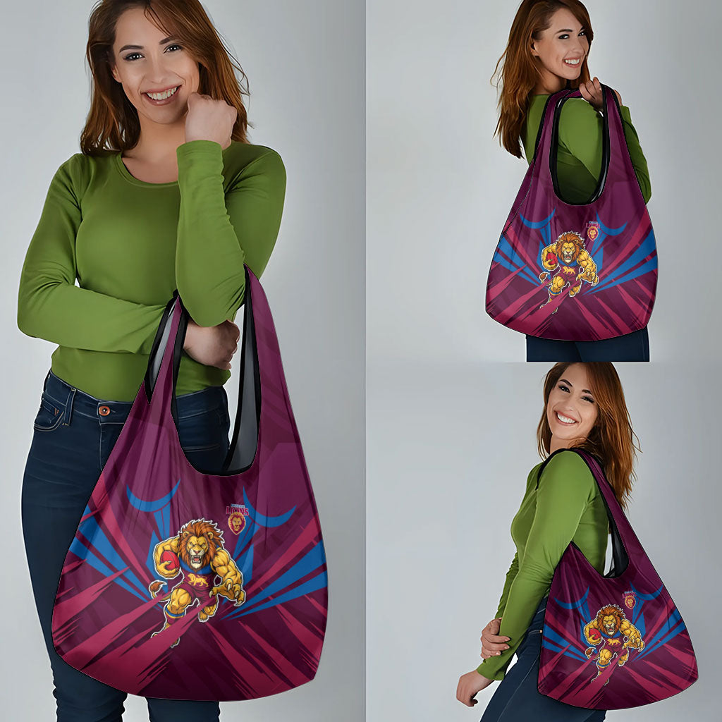 Brisbane Lions Australian Football Grocery Bag Powerful Lion Mascot - Bold Team Colors