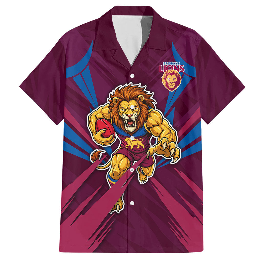 Brisbane Lions Australian Football Hawaiian Shirt Powerful Lion Mascot - Bold Team Colors